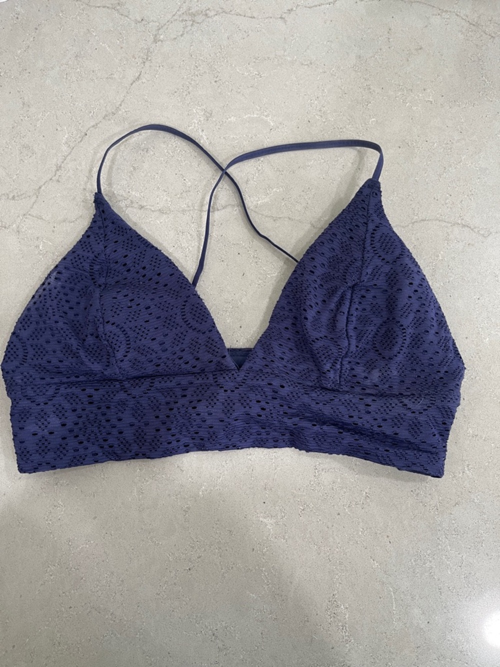 H&M Navy Blue Crochet Triangle Bikini Top